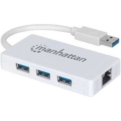 Picture of Manhattan 507578 3-Port USB 3.0 Hub with Gigabit Ethernet Adapter