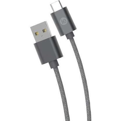 Picture of iEssentials IEN-BC10C-GRY Charge & Sync Braided USB-C to USB-A Cable, 10ft (Gray)