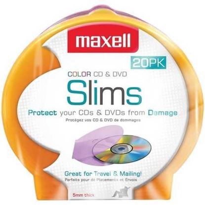 Picture of Maxell 190073 Slim CD/DVD Shell Cases, 20 pk (Assorted Colors)