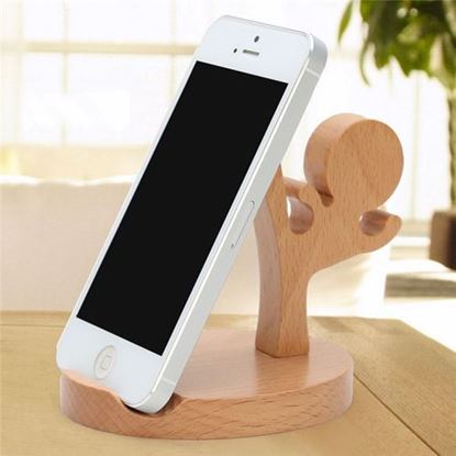 Picture of Universal Unique Wooden Kongfu Style Holder Kongfu Kid Phone Stand for iPhone 7 Samsung S8