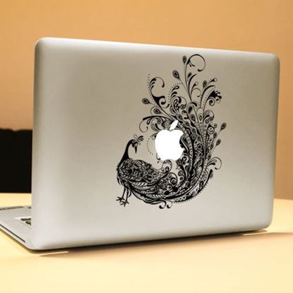 Image de PAG Peacock Decorative Laptop Decal Removable Bubble Free Self-adhesive Partial Color Skin Sticker
