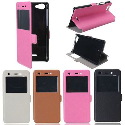 Picture of PU Leather Magnetic Flip Stand Window Case Cover Pouch Sleeve For Wiko Pulp 4G