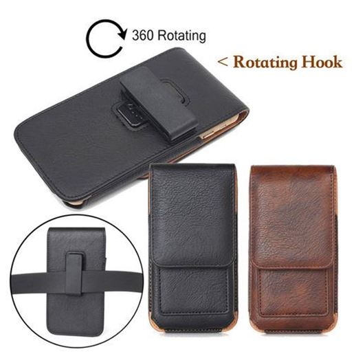 Picture of Universal Leather Wallet Card-slot Waist Bag With Rotatable Clip For Phone From 5.0 to 6.3 Inch