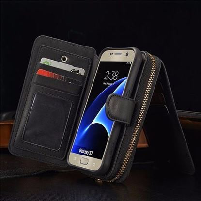 Picture of BRG Universal Removable Functional Wallet Case PU HandBag Zipper Cover for Samsung Galaxy S7