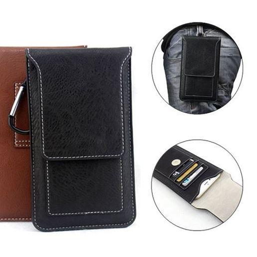 Picture of Universal Multifunctional Leather Phone Bag Metal Hook Waist Bag for Phone Under 5.5 inches