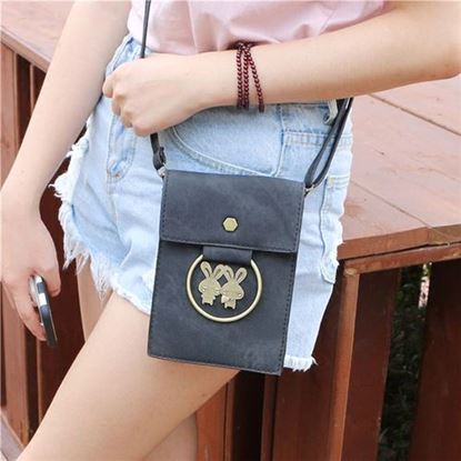 Picture of Universal Multi-layer Denim Copper Ring Rabbit Messenger Bag Phone Wallet for Phone Under 5.7-inch