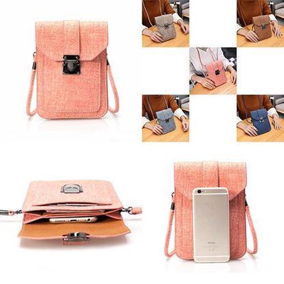 Picture of Universal Women Mini Vertical PU Shoulder Bag Crossbody Wallet For Phone Under 6.3 Inch