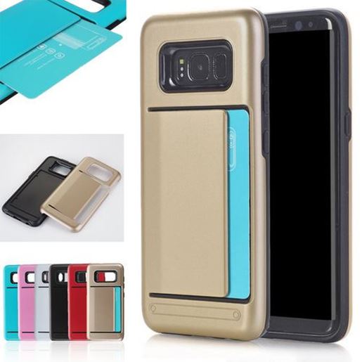 Picture of Multi-colors TPU+PC Hybrid Card Slots Shockproof Armor Cover Case For Samsung Galaxy S8