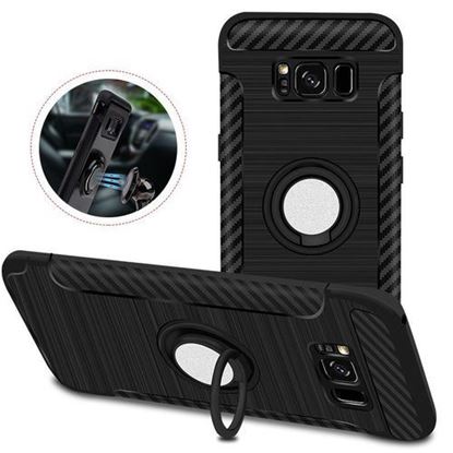 Picture of Rotating Ring Grip Holder Carbon Fiber Case For Samsung Galaxy S8 Plus