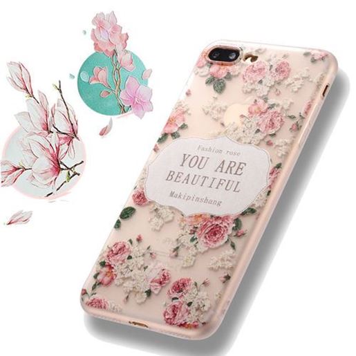 Picture of Bakeey?â€ž? 3D Relief Frosted Printing Fresh Flower Silicone Soft TPU Case for iPhone 7Plus 5.5 Inch