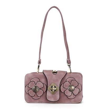 Foto de Women Retro PU Leather Hasp Zipper Handbag Rectangular Purse Wallet Phone Bag