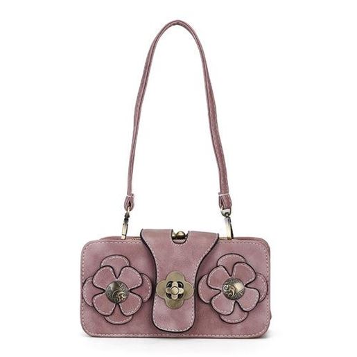 Image sur Women Retro PU Leather Hasp Zipper Handbag Rectangular Purse Wallet Phone Bag