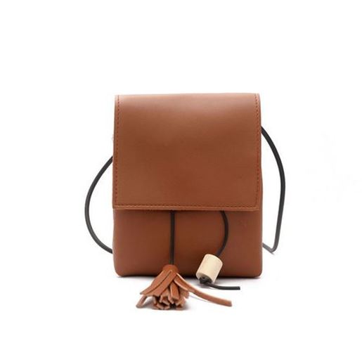 Picture of Mini PU Leather Hasp Vertical Tassel Shoulder Bag Phone Wallet for iPhone Xiaomi Samsung