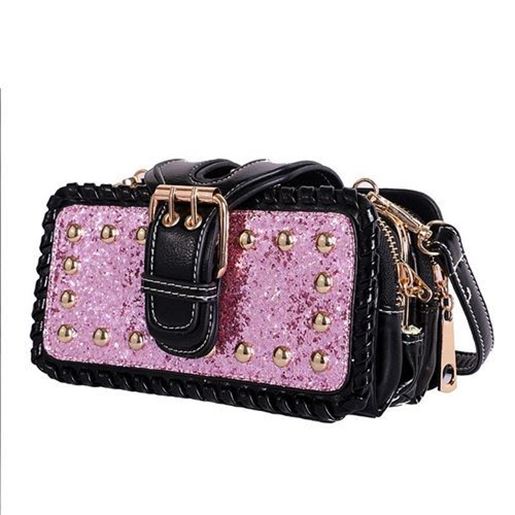 Image sur Women Retro Bling PU Leather Bag Rivet Rectangular Wallet Phone Bag for Xiaomi iPhone Samsung