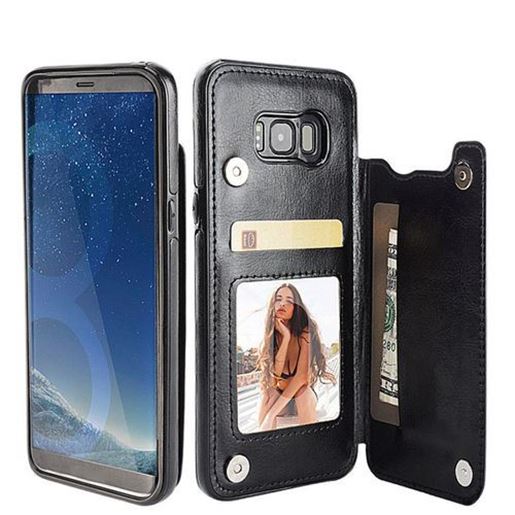 Picture of Magnetic PU Leather Wallet Card Slot Bracket Case for Samsung Galaxy S8