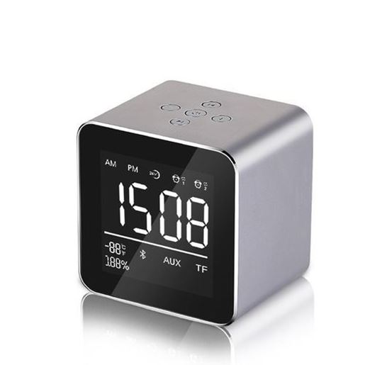 图片 YAyusi V9 Mini Wireless bluetooth Speaker LED Mirror Alarm Clock FM Radio Stereo Bass Speaker