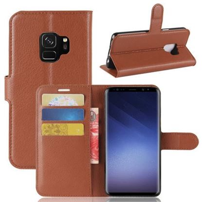 Picture of Litchi PU Leather Flip Card Slots Bracket Wallet Case for Samsung Galaxy S9