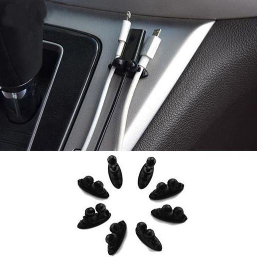 Picture of 8 PCS Car Fixing Cable Management Sticker Adhesive Desktop USB Cable Clip Organizer Earphone Holder