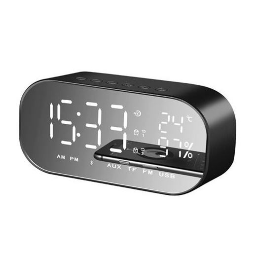 Picture of yAyusi S2 Dual Units Wireless bluetooth Speaker LED Display Mirror Alarm Clock FM Radio Subwoofer