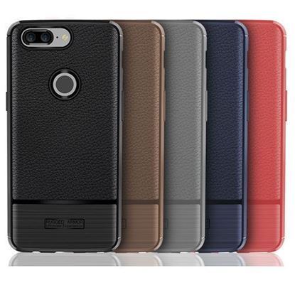 Picture of Bakeey Litchi Pattern Anti-fingerprint TPU&Silicone Leather Phone Case For OnePlus 5T