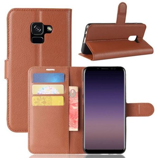 Picture of Litchi PU Leather Flip Card Slots Bracket Wallet Case for Samsung Galaxy A8 Plus 2018