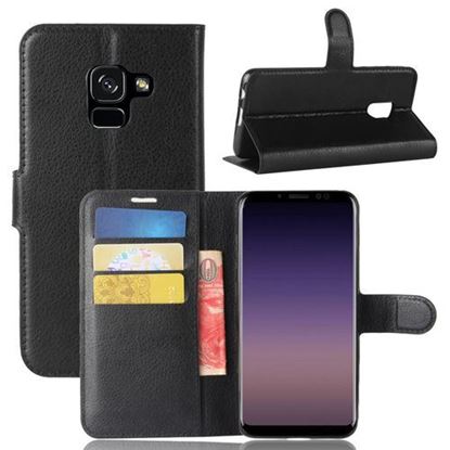 Picture of Litchi PU Leather Flip Card Slots Bracket Wallet Case for Samsung Galaxy A8 2018