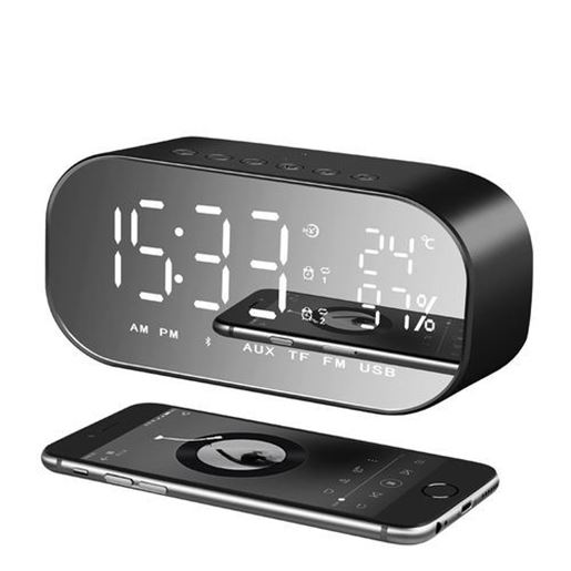 Picture of yAyusi S2 Dual Units Wireless bluetooth Speaker LED Display Clock Mirror FM Radio Heavy Bass Speaker