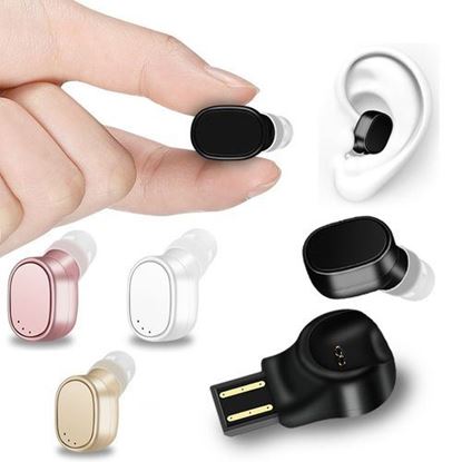 Изображение X12 Mini Portable Single Wireless bluetooth Earphone Invisible Headphone with Magnetic USB Charger