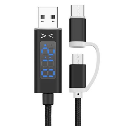 Picture of Bakeey 2 in 1 Current Voltage Display Type C Micro USB Nylon Braided Phone Cable for Samsung S9 S8