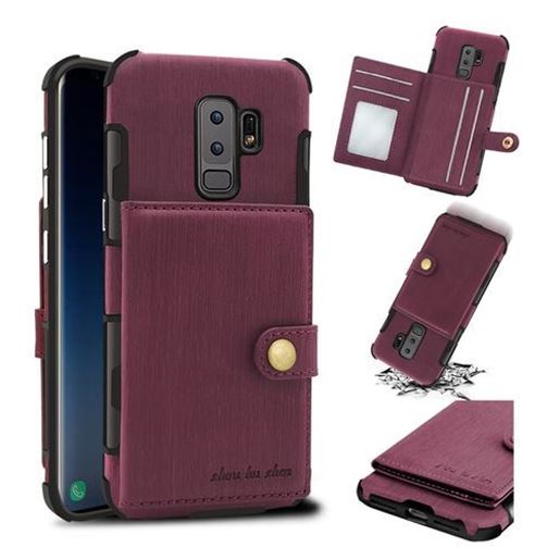 Picture of Brushed Finish Vintage Wallet Card Slots Protective Case For Samsung Galaxy S9/S9 Plus