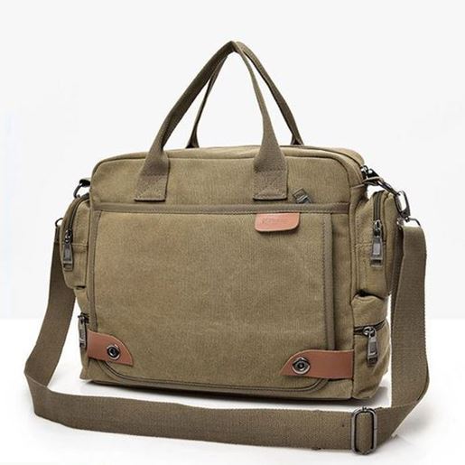 Picture of Men Multi-function Canvas Business Laptop Bag Briefcase Handbag Shoulder Bag