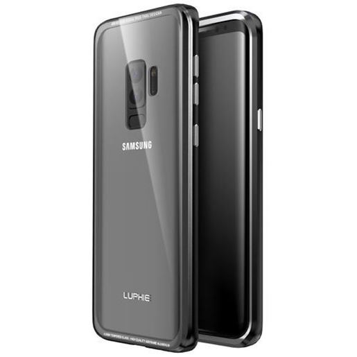 Picture of Luphie Metal Bumper+9H Transparent Tempered Glass Shell Protective Case For Samsung Galaxy S9 Plus