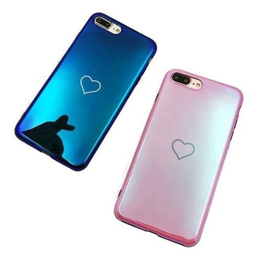 Picture of Blue Ray Laser Mirror Love Heart Soft TPU Protective Case for iPhone X/7/8 Plus/6/6s Plus