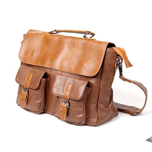 Picture of Men Multi-pocket Vintage PU Leather Large Capacity Laptop Briefcase Crossbody Bag