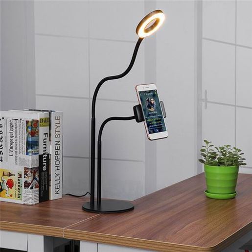 Picture of Universal Live Stream Fill Light Desktop Phone Holder Selfile Stand for iPhone Xiaomi Mobile Phone