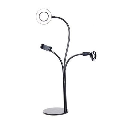 Picture of 3 in 1 Live Streaming Adjustable Fill Light Microphone Clip Desktop Phone Holder for Mobile Phone