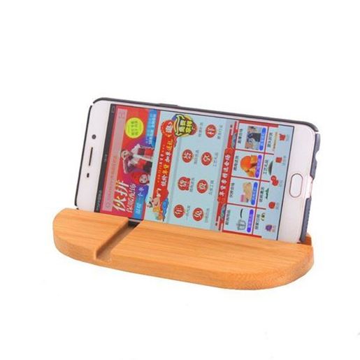 Picture of Universal Bamboo Dual Slots Desktop Bracket Phone Holder Stand for Mobile Phone Tablet