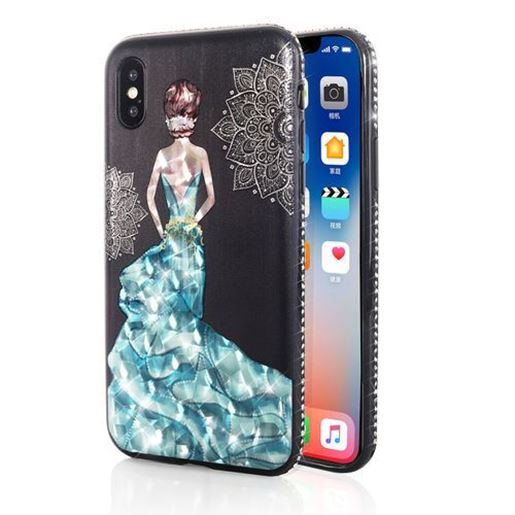 Picture of Bakeey 3D Painting Protective Case For iPhone X/8/8 Plus/7/7 Plus/6s Plus/6 Plus/6s/6 Blue Dress Glitter Bling