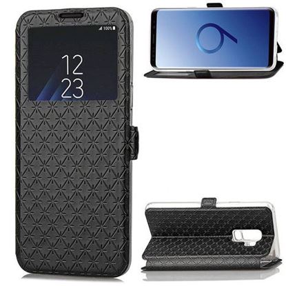 图片 Window View Magnetic Flip Bracket Card Slot TPU Leather Protective Case for Samsung Galaxy S9 Plus