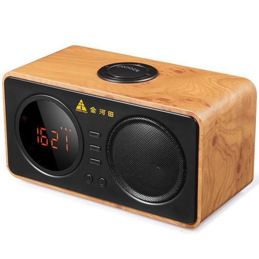 Picture of Golden Field D30 Wooden Retro Alarm Clock Wireless bluetooth Speaker Support TF Card  AUX