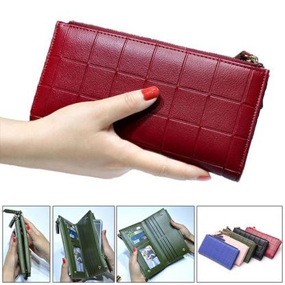 Picture of Women Fashion PU Leather Zipper Pouch Long Wallet for Samsung Xiaomi Mobile Phone Under 5.5 Inch Non-original