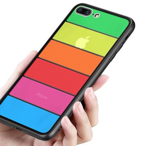 Picture of Bakeey Rainbow Scratch Resistant Tempered Glass Back Cover TPU Frame Protective Case For iPhone