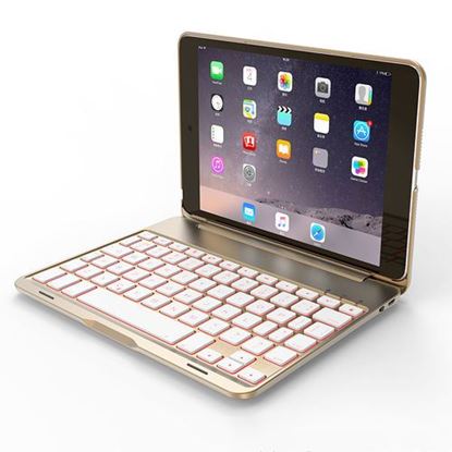 Picture of 7 Colors Backlit Aluminum bluetooth Keyboard Kickstand Case For iPad Mini 2/iPad Mini 3