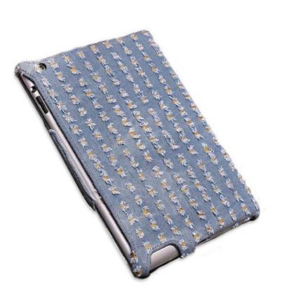 Picture of Denim Fabric Microfiber Embossing Heat Styling Skin Case For iPad 2 3