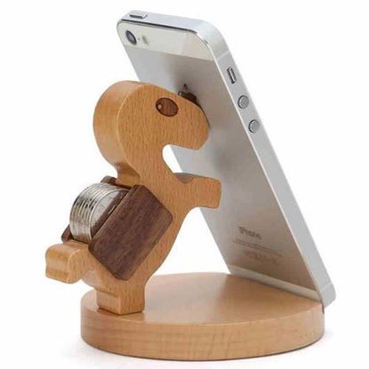 Picture of Lovely Wooden Horse Coin Can Phone Stand Holder For Cell Phone