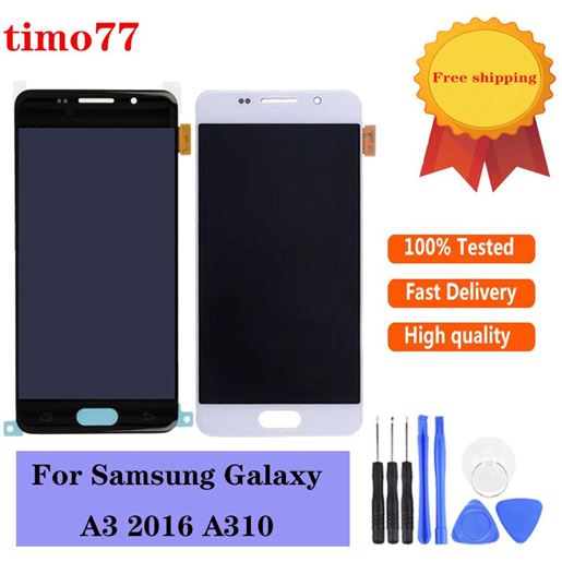 Picture of Super AMOLED Cell Phone Touch Panels For Samsung Galaxy A310F A310M A310Y A310FD LCD Display 100% Testsd Working Screen Digitizer Assembly with glass tempered