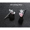 Foto de 925 Sterling Silver Pink Heart Stud Earrings
