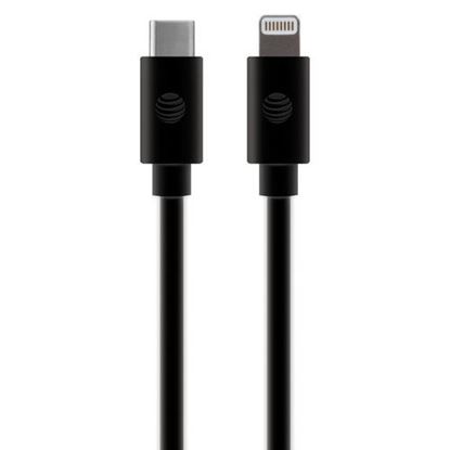 Picture of AT&T TCL01-BLK Charge and Sync USB to USB-C Cable with Lightning Connectors, 4 Feet