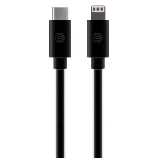 Picture of AT&T TCL01-BLK Charge and Sync USB to USB-C Cable with Lightning Connectors, 4 Feet