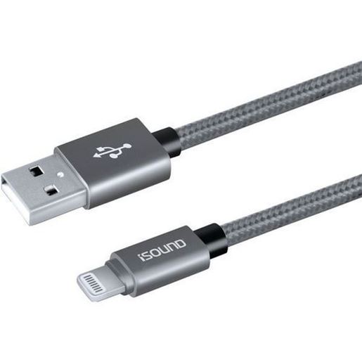 Picture of i.Sound ISOUND-5934 Heavy-Duty Braided Charge & Sync USB Cable with Lightning Connector, 10ft (Silver)